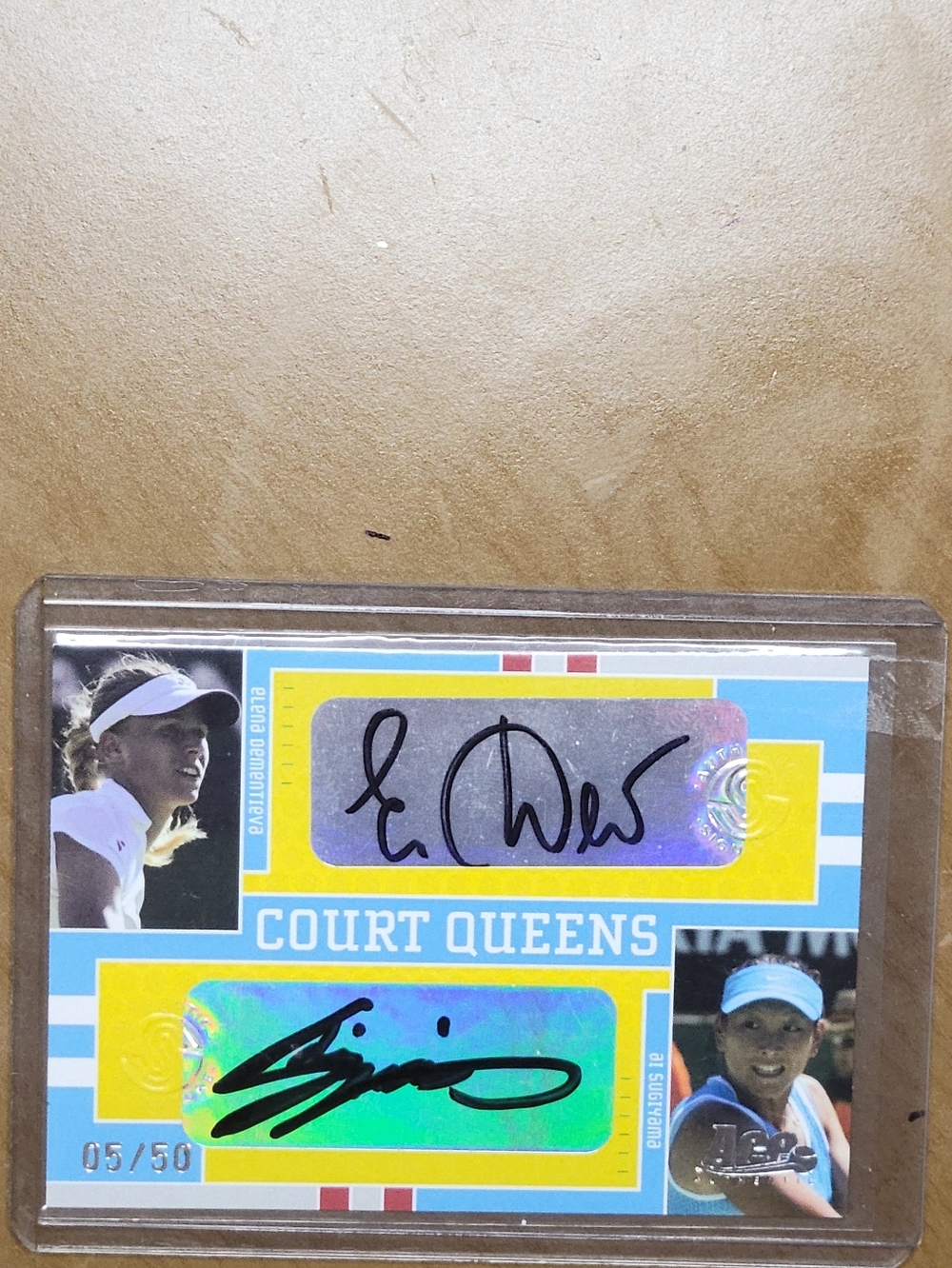Elena Dementieva & Ai Sugiyama 2005 Ace Authentic "Court Queens" dual autograph